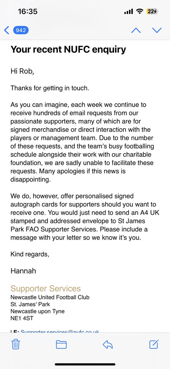 robdseaman81's tweet photo. @NUFC really poor this from Newcastle wrote to inform them that my father in law had passed away after a short battle with cancer, a lifelong NUFC supporter, long term and current season ticket holder, and this is the response I get! I mean seriously guys, where’s the heart POOR https://t.co/atU7sqcNO6