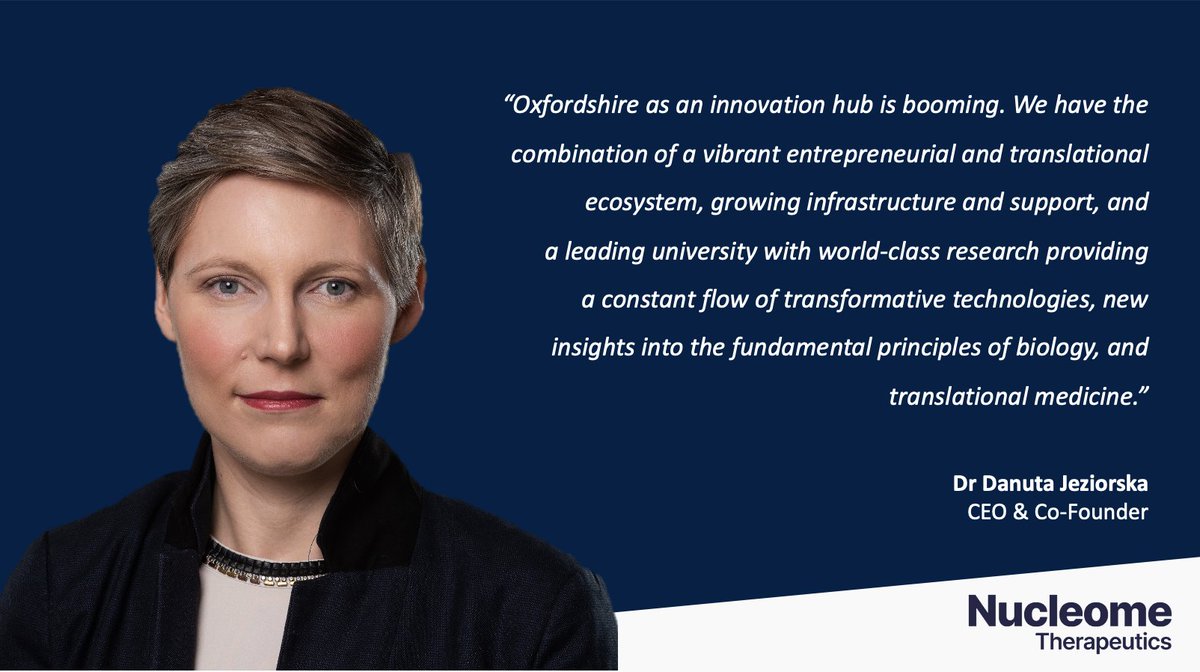 Our CEO @DM_Jeziorska spoke to @OxUInnovation about the pioneering work we do at Nucleome Therapeutics and being part of Oxford’s thriving life sciences innovation scene. Read the full article here: innovation.ox.ac.uk/news/oxford-li… #Oxford #Biotech #DarkGenome #Genomics