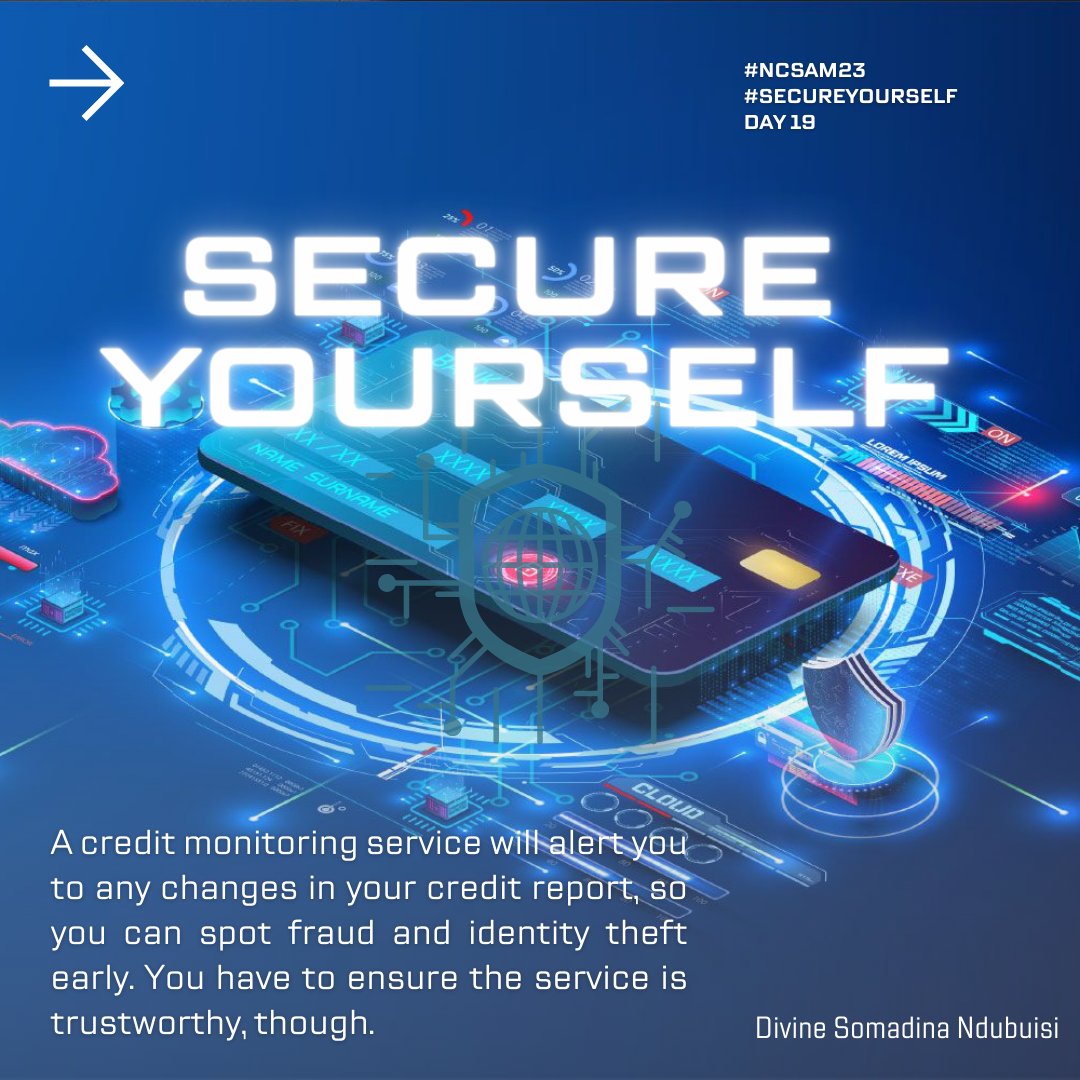 SomadinaDivine's tweet photo. Credit card monitoring services are subscription-based services that track & monitor a user's credit card activity for potential fraudulent or suspicious activity. This helps you stay informed about your credit card activity & #SecureYourself from identity theft & financial loss. https://t.co/A27pk1FIPq