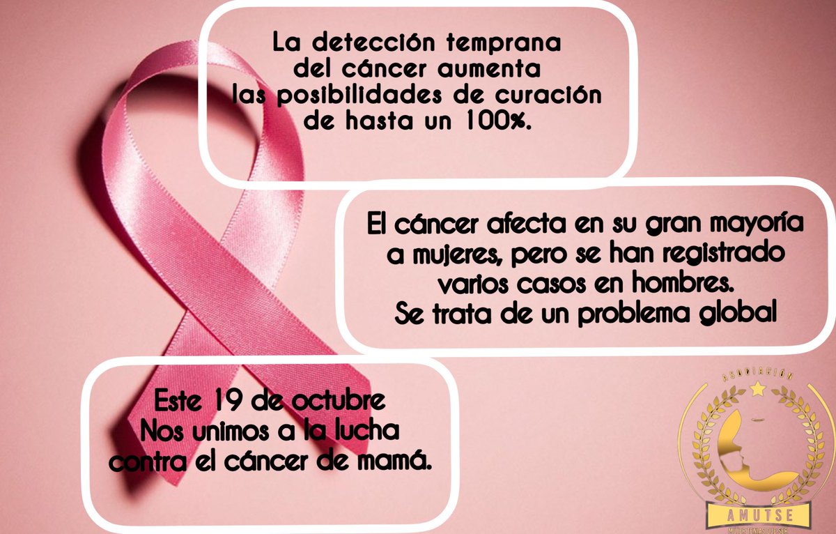 Este 19 de octubre nos sumamos a la lucha contra una enfermedad que se lleva a muchos seres queridos.
La mejor manera de combatirlo es la detección temprano. Juntos podemos🌸