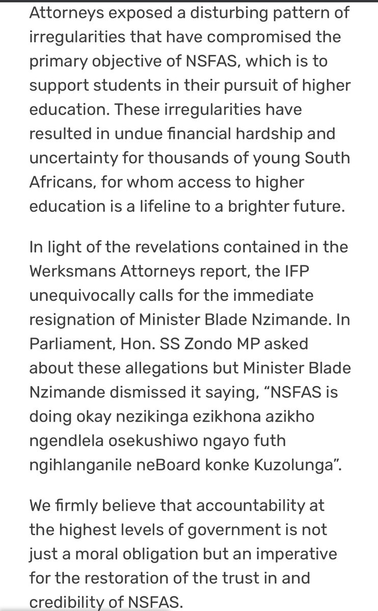 vote_ifp's tweet photo. 📢IFP demands Minister Dr. Blade Nzimande's resignation! #IFP #BladeNzimande #ResignationCall #NSFAS https://t.co/iLjnJBcWJR