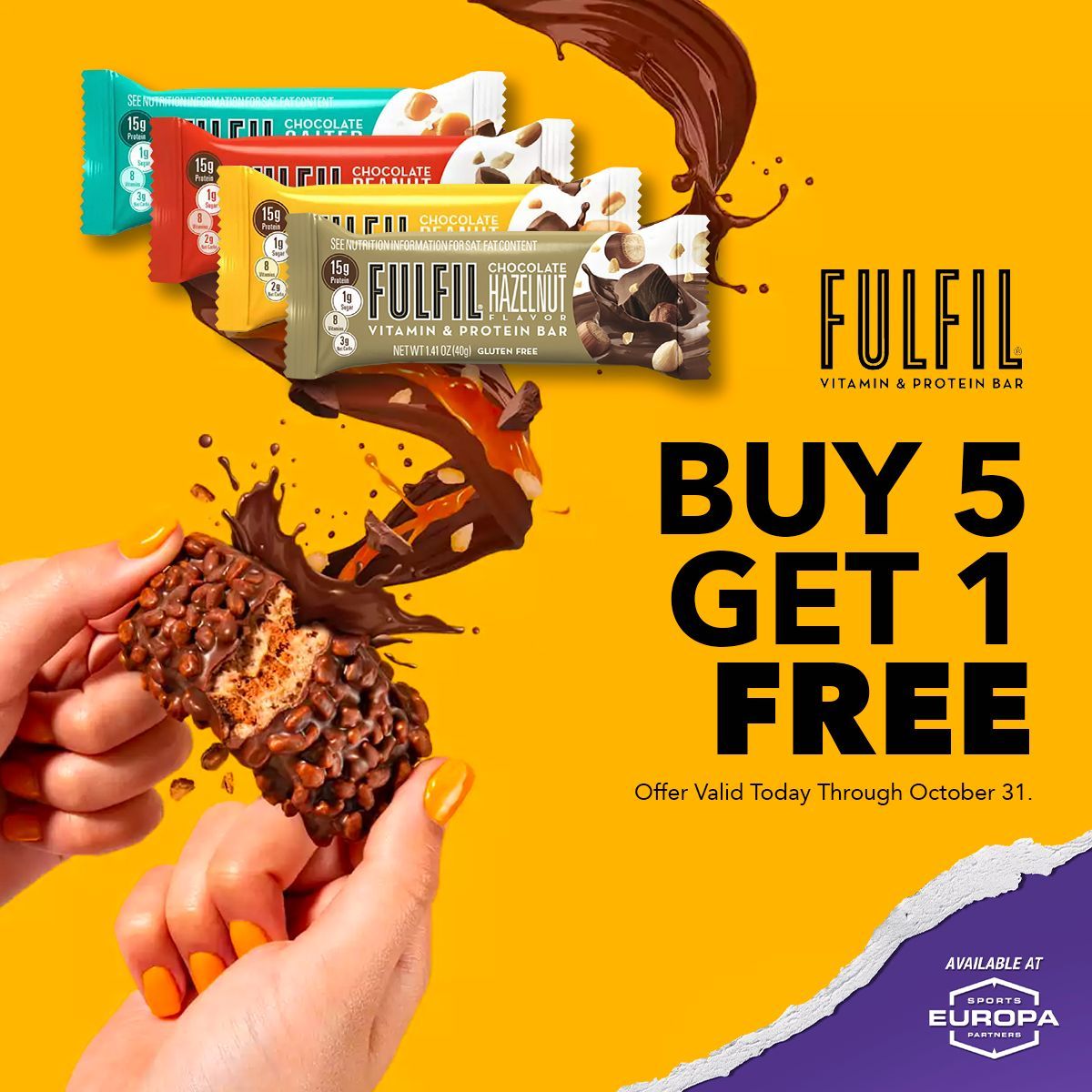 Europa_Sports's tweet image. Until the end of October, Buy 5 Get 1 Free on Fulful Nutrition bars. buff.ly/37lm6tg 
#StockYourShop #NutritionBars #FulfilNutrition