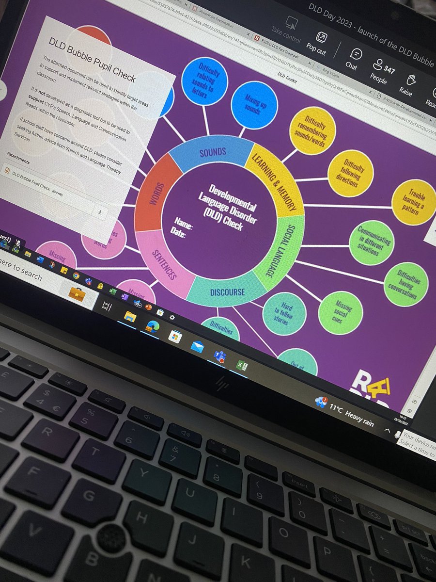 What a lovely session just in time for #DLDday. The #DLDBubbleToolkit looks AMAZING 🤩 I am so excited to delve into it, share it with colleagues and feel more confident when working with children with #DLD. I feel even more passionate about #DLD now 💜💛 #mysltday #DevLangDis