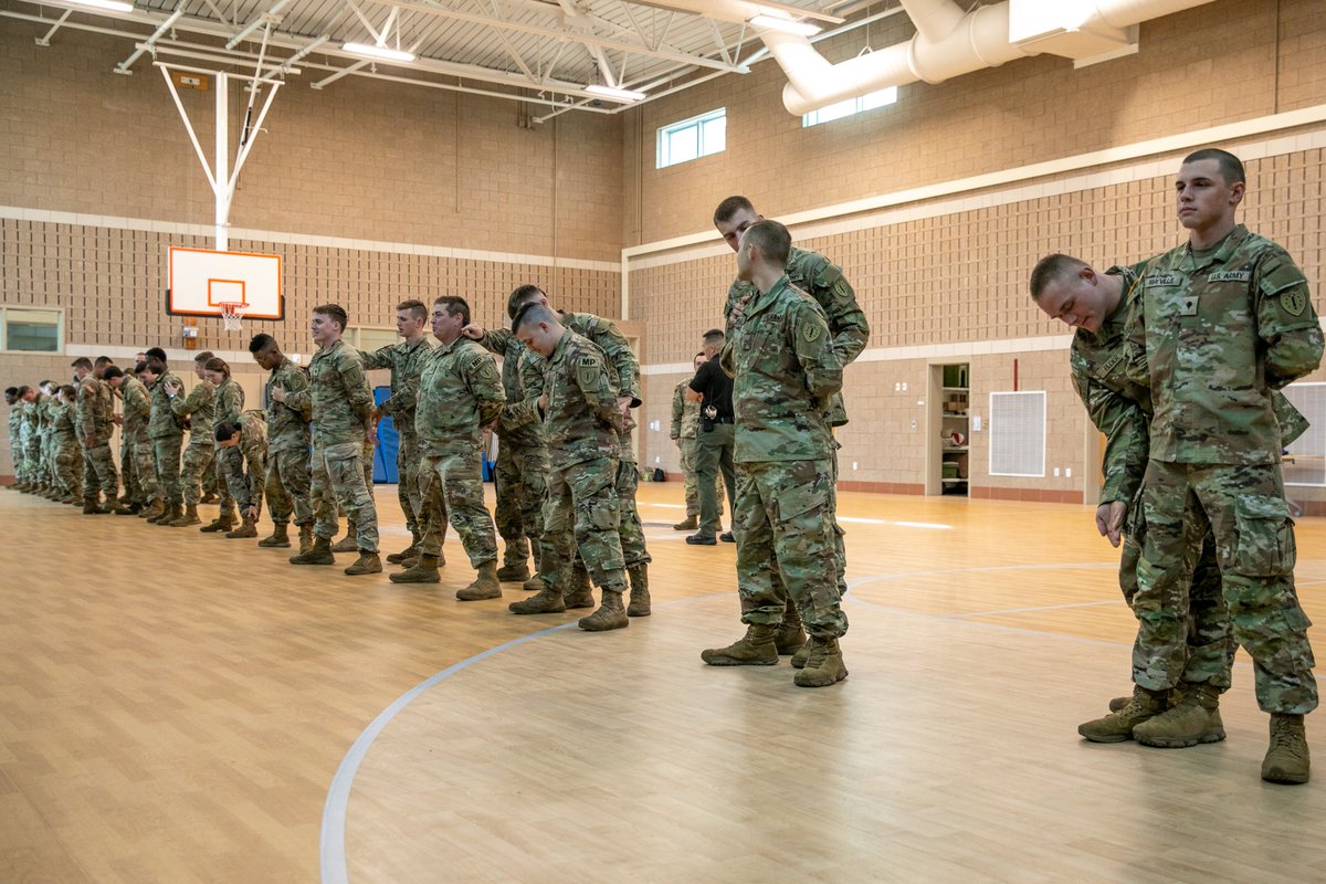 Pat Downs The 237th Military Police Company practices suspect apprehension procedures during a training event instructed by the Manchester Police Department on Oct. 14 at the Edward Cross Training Complex in Pembroke.