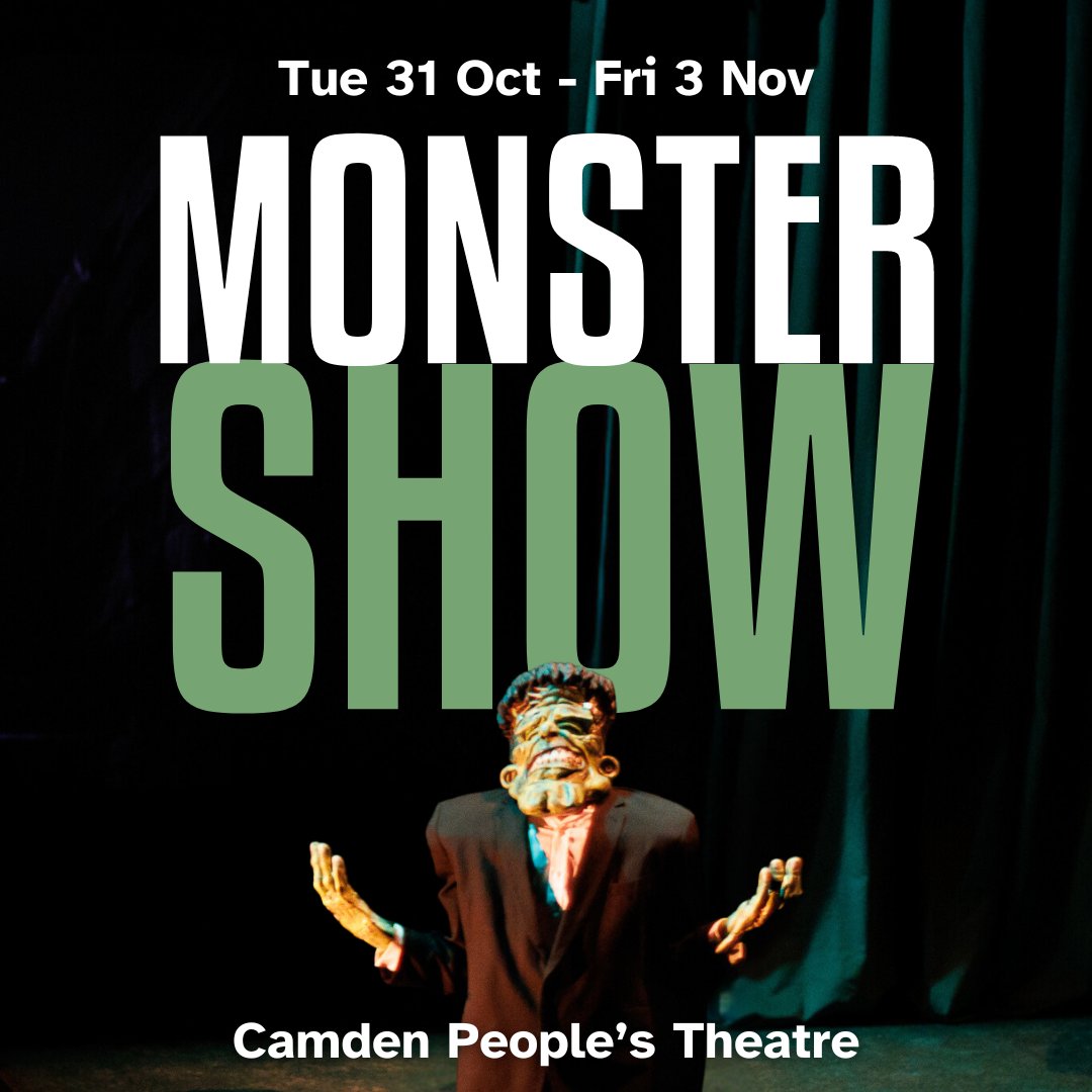 CamdenPT's tweet photo. Spooky season is nearly upon us. Which means it's almost time for @hesterchill to descend on us with MONSTER SHOW.

An uncompromising attempt to re-dub all the audio from the iconic 1931 film Frankenstein, using just one voice.

Spend Halloween with us?
👻 https://t.co/Hl381o08D0 https://t.co/ZDeS0OYmC9