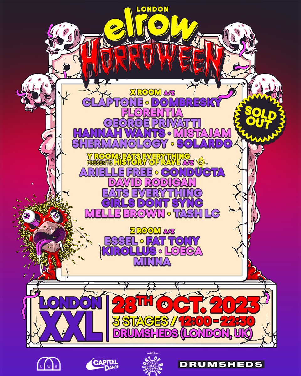 Let’s get spooky 😈🪩 we’re so excited to announce that we’re joining @elrow_ at their SOLD OUT ‘Horroween’ event at @drumsheds AND we’ve got 4 pairs of VIP tickets to give away on @mistajam’s show next week. Listen on @globalplayer Tuesday-Friday 4-7PM, for your chance to win!