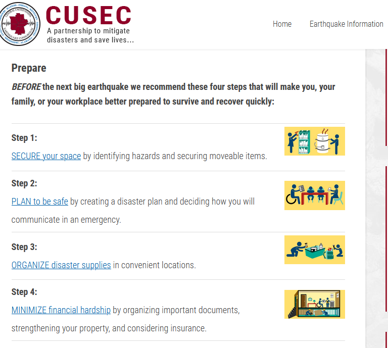 eqconsortium's tweet photo. Visit the #CUSEC website at https://t.co/MdhJ5gUSEo to learn more about actionable steps you can take to be better prepared for #earthquakes and other disasters. You never know when a damaging earthquake might occur, so it's important to #beready! (2/2) https://t.co/MDJgYLHOVY