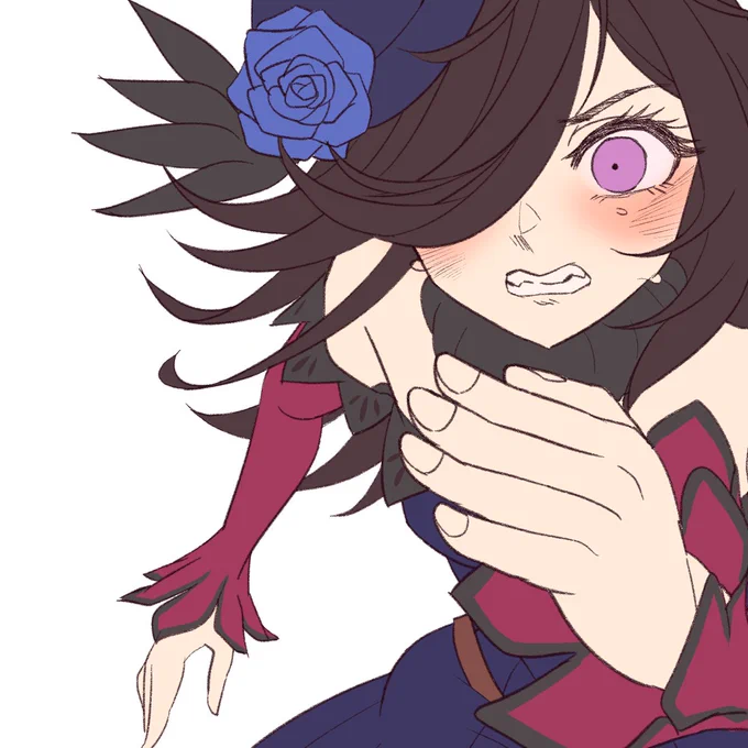 ライスちゃん片目隠れてるから正面顔描きやすいねえwip 