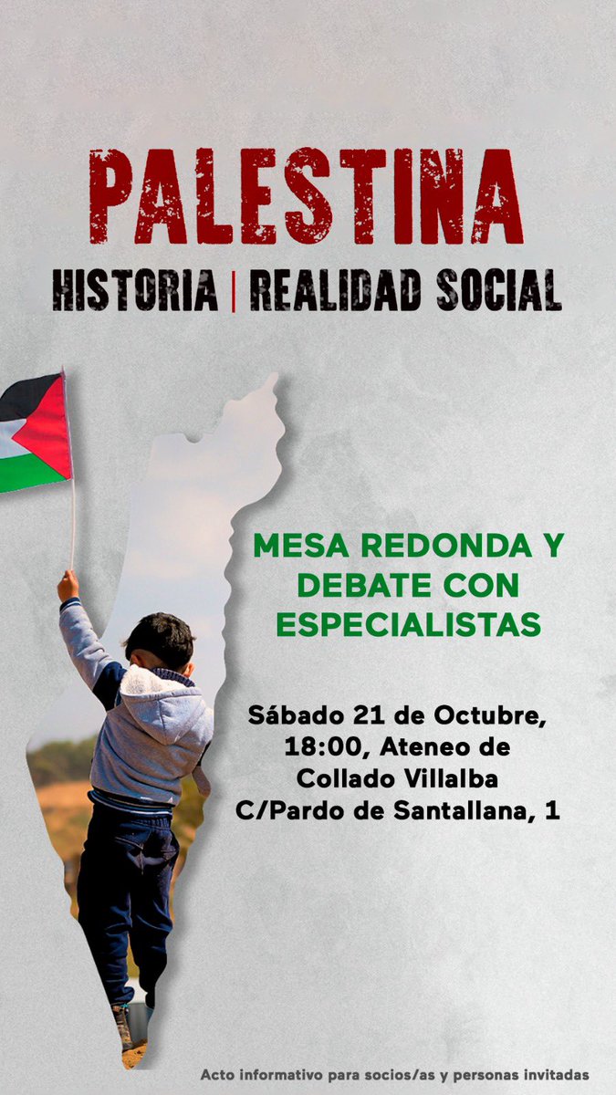 Con motivo del g3n0c1d10 que se está produciendo en Palestina, este sábado a las 18hrs se ha programado en el Ateneo esta tertulia colectiva para conocer en detalle qué está sucediendo en Palestina. ¡Os esperamos! ✊🏻🇵🇸

📆 Sábado 21 octubre 2023, 18h.
📍C/ Pardo de Santallana, 1