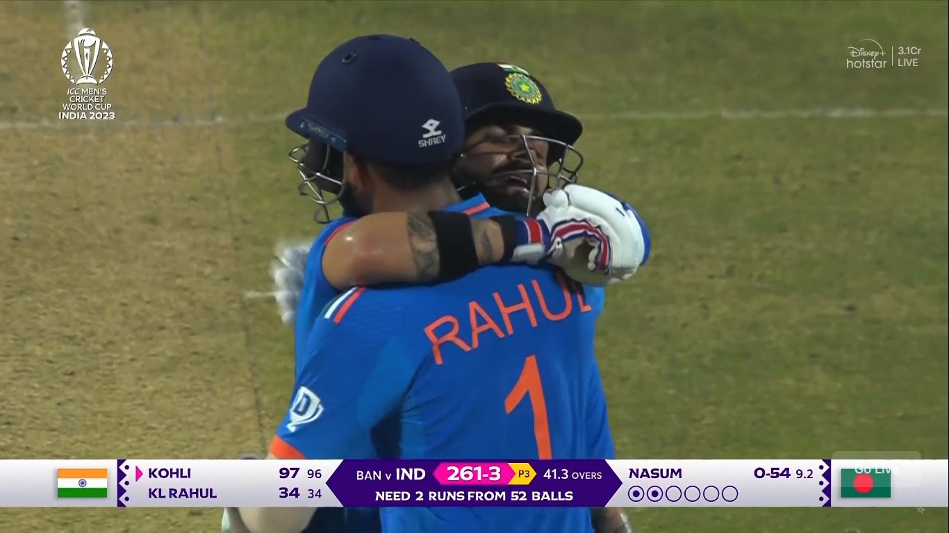 Virat Kohli KL Rahul partnership world cup Ind vs Ban