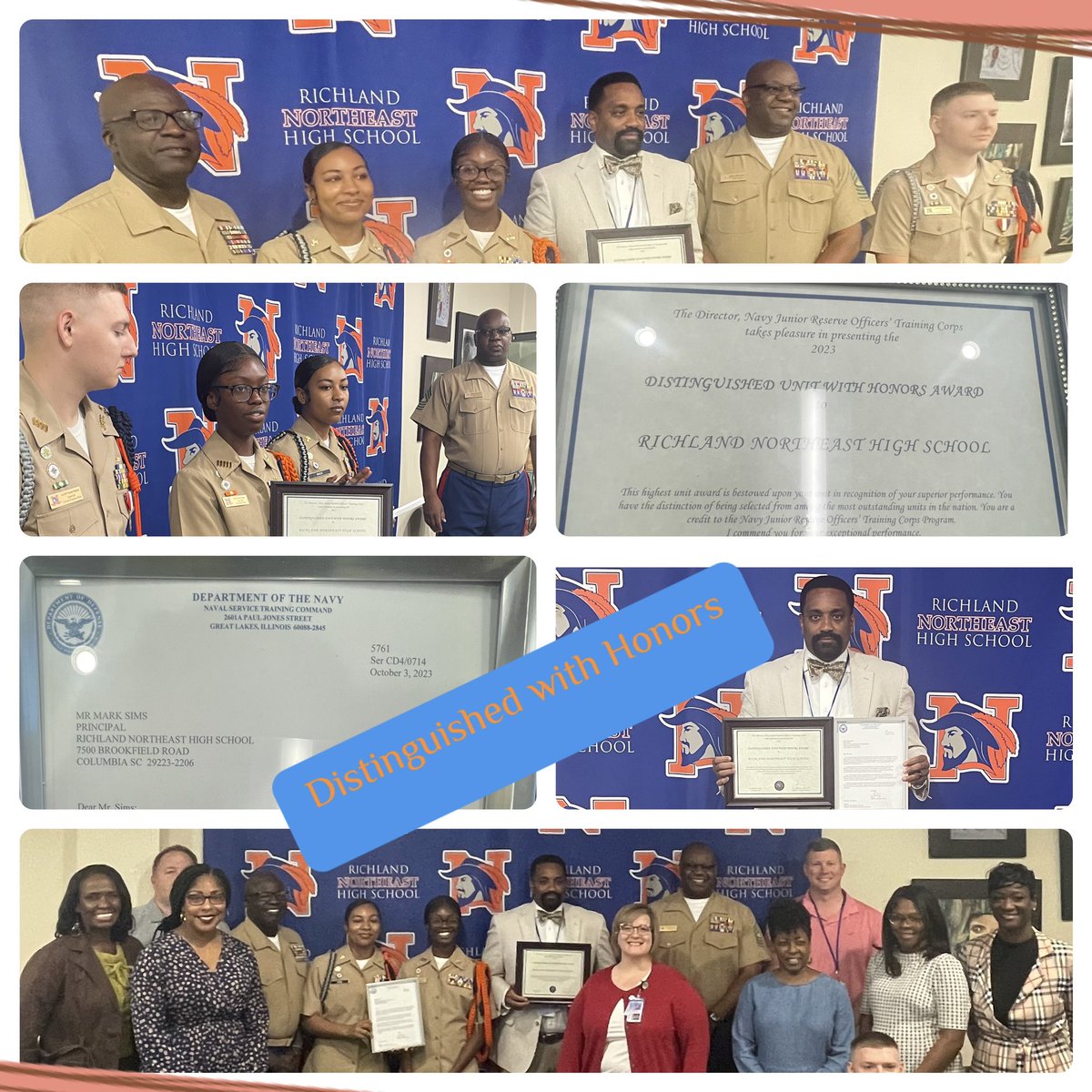 Congratulations NJROTC🎉🎊🧡💙 #ThisIsWhoWeAre. @FrederickGaston @mark1_sims @RNECavaliers @northeaststugov @RNE_Counseling @PCA_RNE @RNECollegeCtr @Cavplex @RichlandTwo @RNEAthletics