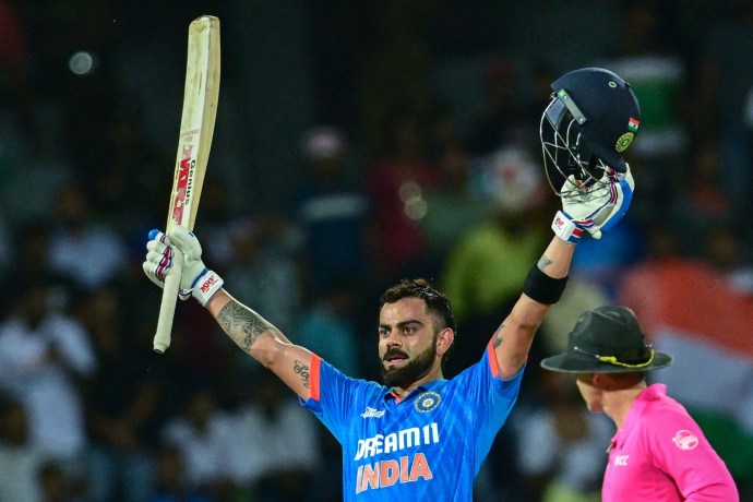 Iamvairagya's tweet photo. Century number 48 for @imVkohli 
and #teamindia wins 4 in a row. 
#thechasemaster
#GOAT𓃵 #Kohli #ViratKohli 
#INDvsBAN #indiavsbangladesh #ICCCricketWorldCup #ICCCricketWorldCup23 https://t.co/vp46j3calp