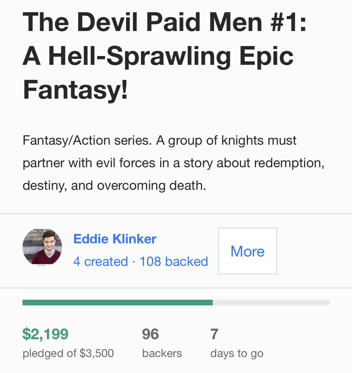 We had a great day yesterday and hope we can keep that momentum rolling! Can we get to 100 backers by end of day?