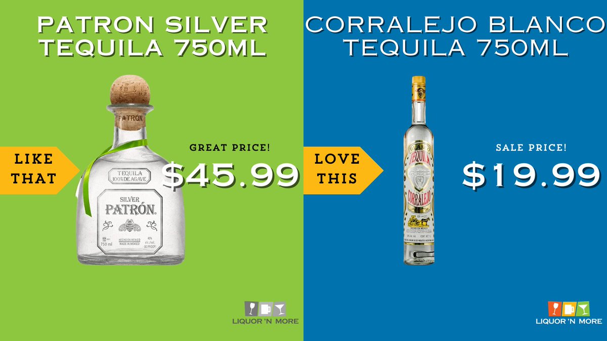 If you really like the sweet and smooth taste of <a href="/Patron/">Patrón Tequila</a>  Tequila Silver then you will love the sweet and smooth taste of   Tequila Corralejo Blanco. Liquor 'N More has the lowest price, on Cape Cod, on both items.