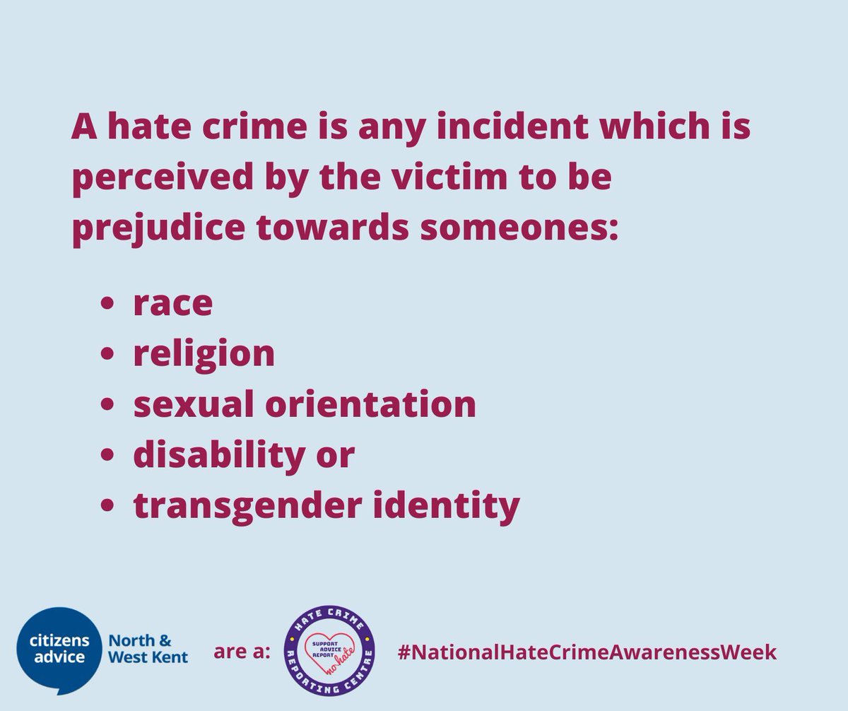 CANWK1's tweet photo. If you feel you have been a victim of a hate crime, you can report it online here: https://t.co/mdD0VEq5wF or report it to us by calling our freephone #Adviceline 0808 278 7810 (Mon to Fri, 9am to 5pm) #NationalHateCrimeAwarenessWeek https://t.co/O7cIFC08oP