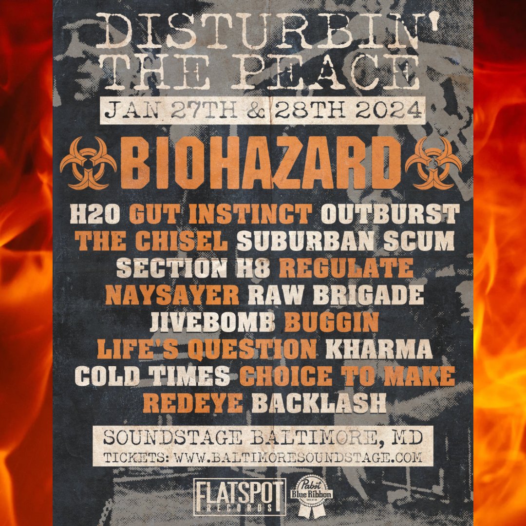 BIOHAZARD (@biohazarddfl) on Twitter photo Announcing a new show at the Disturbin’ The Peace festival Jan 27 & 28. bnds.us/pn6v2r 
#biohazard #restart #metal #hardcore #punk #brooklyn #BillyGraziadei #BobbyHambel #DannySchuler #EvanSeinfeld 
@disturbinthepeacefest <a href="/billybiohazard/">BillyBio</a> @evanseinfeld @dannybiohazard Announcing a new show at the Disturbin’ The Peace festival Jan 27 & 28. bnds.us/pn6v2r 
#biohazard #restart #metal #hardcore #punk #brooklyn #BillyGraziadei #BobbyHambel #DannySchuler #EvanSeinfeld 
@disturbinthepeacefest <a href="/billybiohazard/">BillyBio</a> @evanseinfeld @dannybiohazard