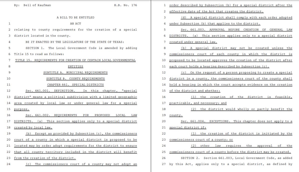 bradj_TX's tweet photo. Rep. Keith Bell filed #HB176 today that'd require MUDs/SPDs to be approved by county commissioners courts. #txlege
Bill: https://t.co/o9oVrSauvF
Witness in the State Affairs hearing on Colony Ridge just said the development contains 3 different MUD—maybe that fits 88(3) call. https://t.co/KJIQfLR6va