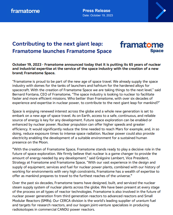 Framatome_'s tweet image. ➔ The press release