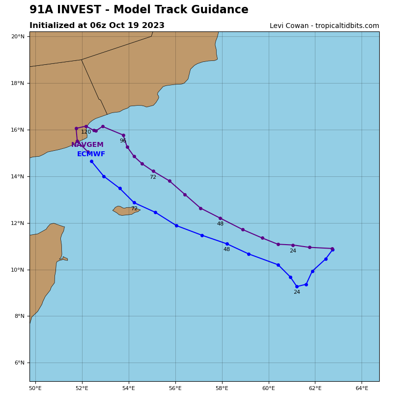 LimWeather's tweet photo. #Invest91A has high chance of TCG in 4 days in S #ArabianSea,model ensembles like from the #GFS, #ECMWF forecast a track WNW towards the S #ArabianPeninsula incl #Yemen,#Oman; life threatening #Flooding/#Mudslides likely
#Tropicswx #Wxtwitter #ARB02 #91A #Tej #Cyclone #CycloneTej https://t.co/wL17qzPPtb