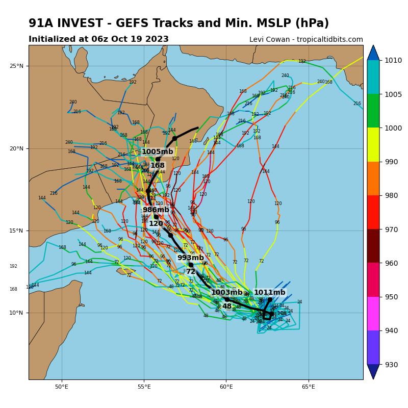 LimWeather's tweet photo. #Invest91A has high chance of TCG in 4 days in S #ArabianSea,model ensembles like from the #GFS, #ECMWF forecast a track WNW towards the S #ArabianPeninsula incl #Yemen,#Oman; life threatening #Flooding/#Mudslides likely
#Tropicswx #Wxtwitter #ARB02 #91A #Tej #Cyclone #CycloneTej https://t.co/wL17qzPPtb