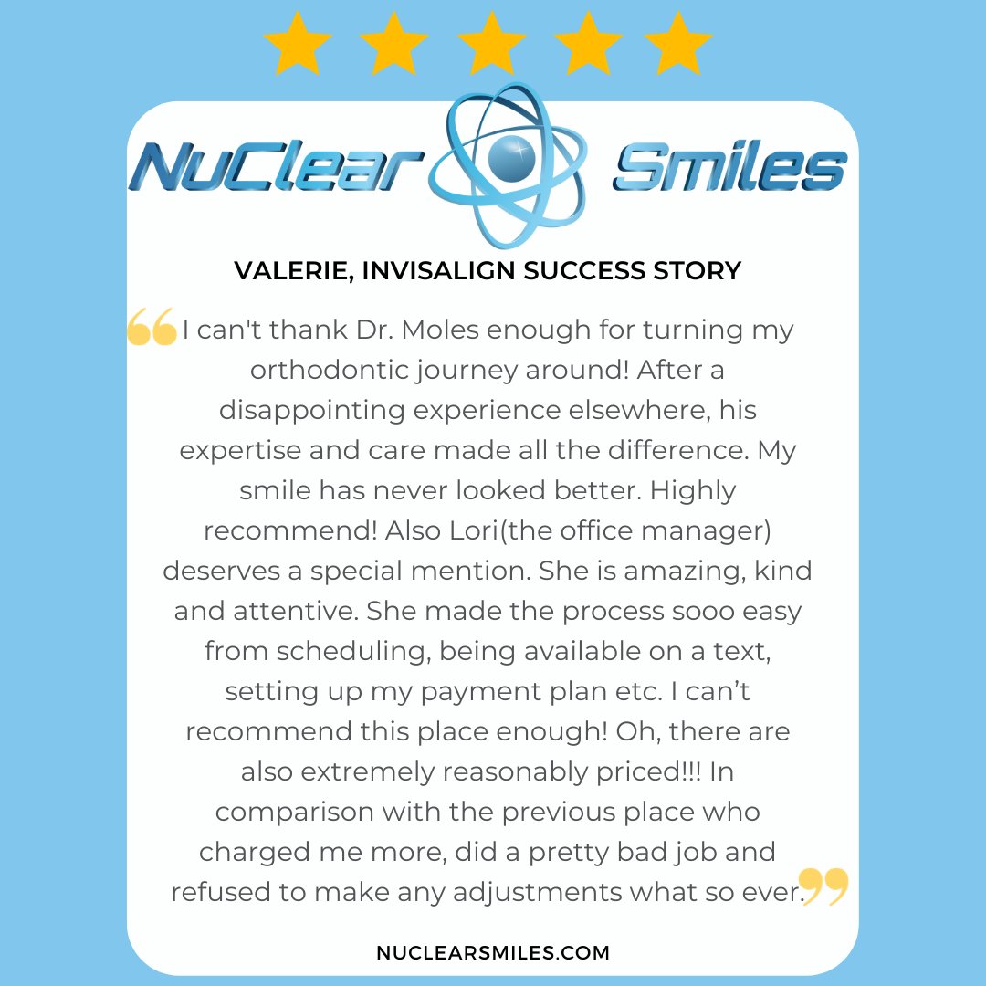 Book your visit online at one of Dr. Moles's 3 locations! 
Columbia, MD- NuClearSmiles.com
Frederick County, MD- villageorthodontist.com
#Invisalignsmiles, #FrederickcountyMD,#HowardCountyMD,#DrJonMoles