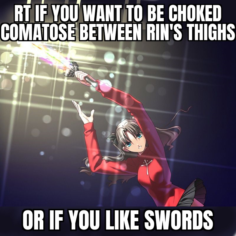 YuriAdmiral's tweet photo. TOHSAKA RIN LOVES SWORDS https://t.co/JtRFmyzdY3