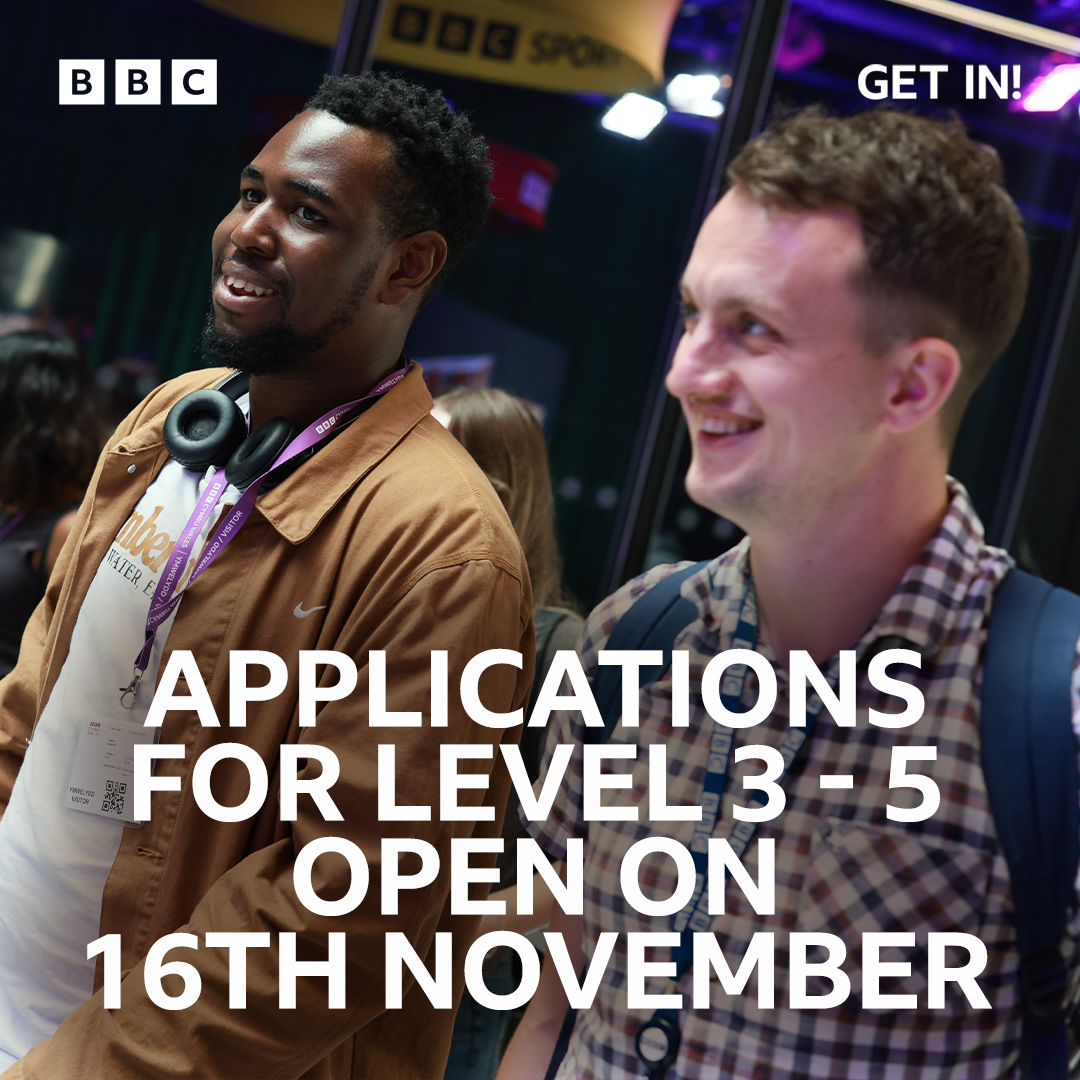 Applications open on the 16th November for all of our Level 3-5 apprenticeships! Schemes include: ⭐Broadcast And Media Systems Operations ⭐Digital Learning Design ⭐Human Resources Support ⭐Journalist Researcher ⭐Business ⭐Marketing ⭐Production