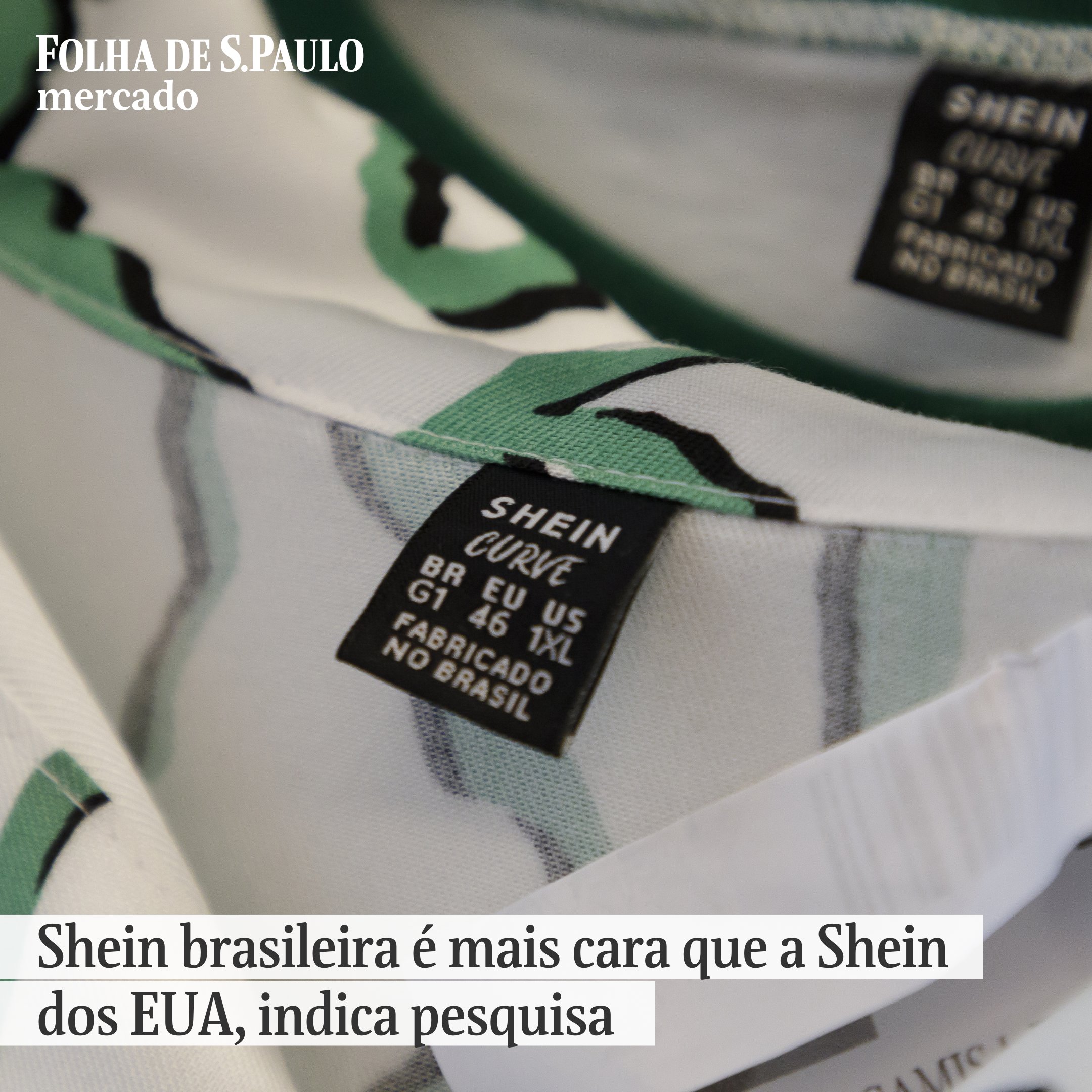 Folha de S.Paulo on X: Shein brasileira é mais cara que a Shein dos EUA,  indica pesquisa. Comparada a varejistas nacionais, marca é mais barata do  que Renner, Riachuelo e a filial