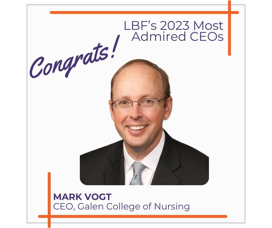 @BFLouisville recently announced their 2023 Most Admired CEOs and we would love to forward our congratulations to Mark Vogt of @GalenCollege! We appreciate Mark's leadership on our board of directors!