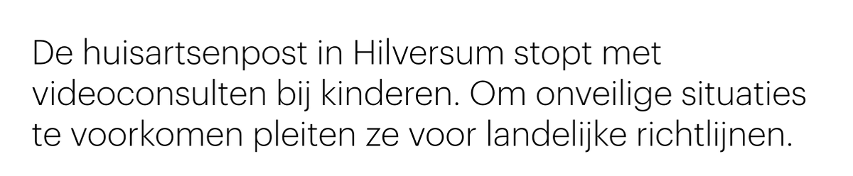 Vandaag in NOS journaal 18.00 en 20.00 uur: huisartsenpost Hilversum stopt met videoconsulten bij kinderen. Aanleiding: artikel in Trouw over overlijden van Maeve (1) door #meningitis na foute inschatting klachten via beeldbellen. Alleen met Trouw account: trouw.nl/.../lindsey-ve…