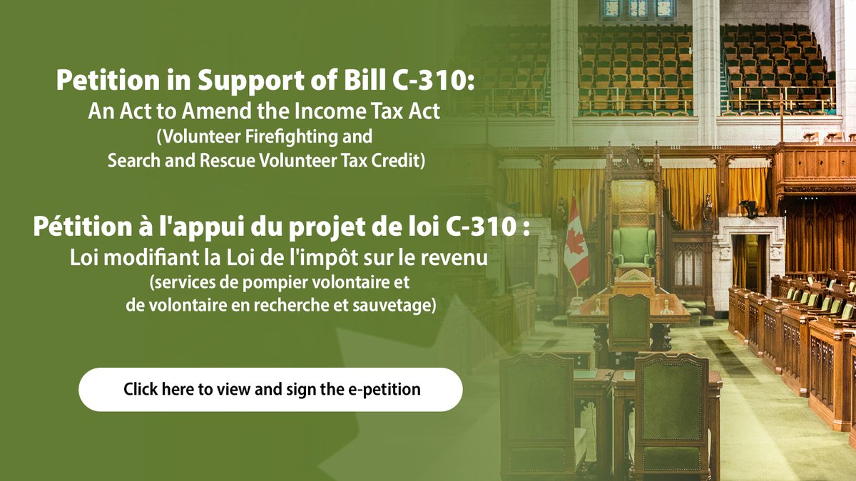 @cdnfirechiefs Petition for Volunteer Firefighter and SAR Tax Credit: Signatures on 10/19/2023 = 3,682; Time Remaining = 51 days. Keep up the great work!  Circulate or sign from here: cafc.ca/Bill-C310-Peti…

<a href="/CASARA_National/">CASARA</a> <a href="/SARVAC_ACVRS/">SARVAC_ACVRS</a> @fcm_online
 #cdnpoli