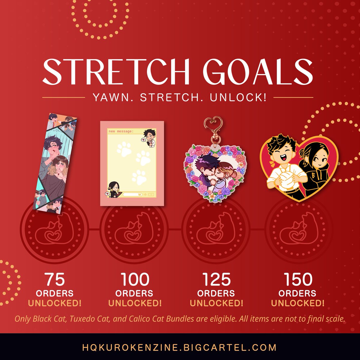 Congratulations all cats and kittens!🎉🎊

We've unlocked all our stretch goals meow! All thanks to you~😻

 🔓 Enamel pin by the dynamic duo <a href="/CometSams/">⭐️sam⭐️</a> and <a href="/avogara/">Avogara</a>!

Preorders close tomorrow! Order now!
hqkurokenzine.bigcartel.com