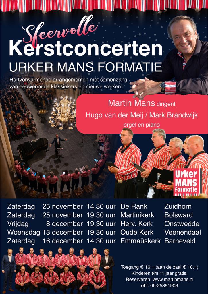 Reserveer nu voor de sfeervolle kerstconcerten van de Urker Mans Formatie!