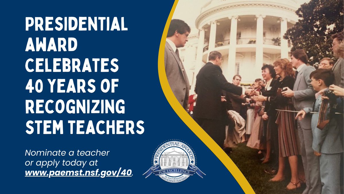Happy 40th #PAEMST!!!
Nominate a CT K-6 science teacher today at paemst.nsf.gov/40