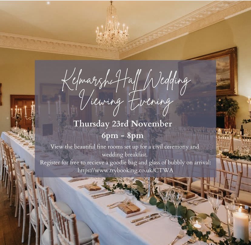 Wedding Viewing Evening! 🤍 Thursday 23rd November 6pm - 8pm Register here for free goodie bag, bubbly and mince pies on arrival 🎄🥂✨ trybooking.com/uk/events/land…
