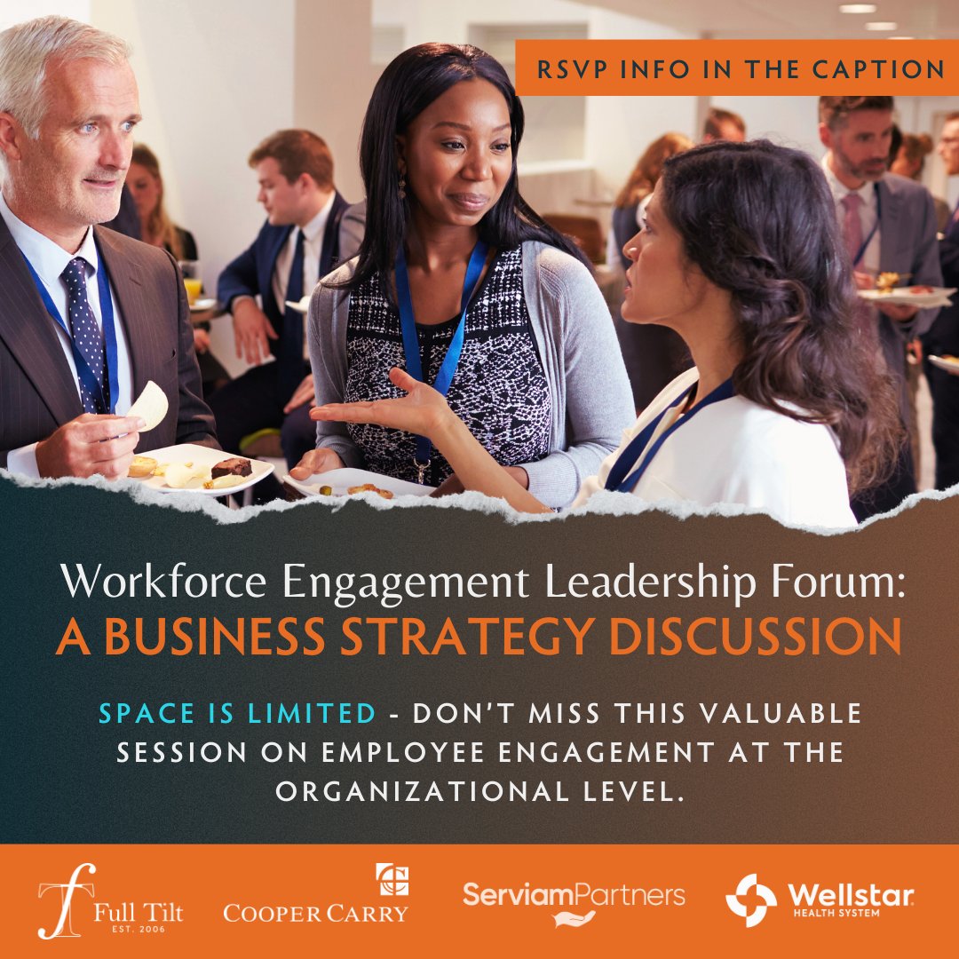 FullTiltATL's tweet photo. Want to hear an expert panel discuss shifting from #recruitment to retention, aligning leadership, managing dispersed employees in new work models, &amp; helping employees thrive? RSVP now: https://t.co/083Qv3L5DK. #FullTiltExec #LeadershipDevelopment @WellstarHealth @CooperCarry https://t.co/4n0H5WEXzP
