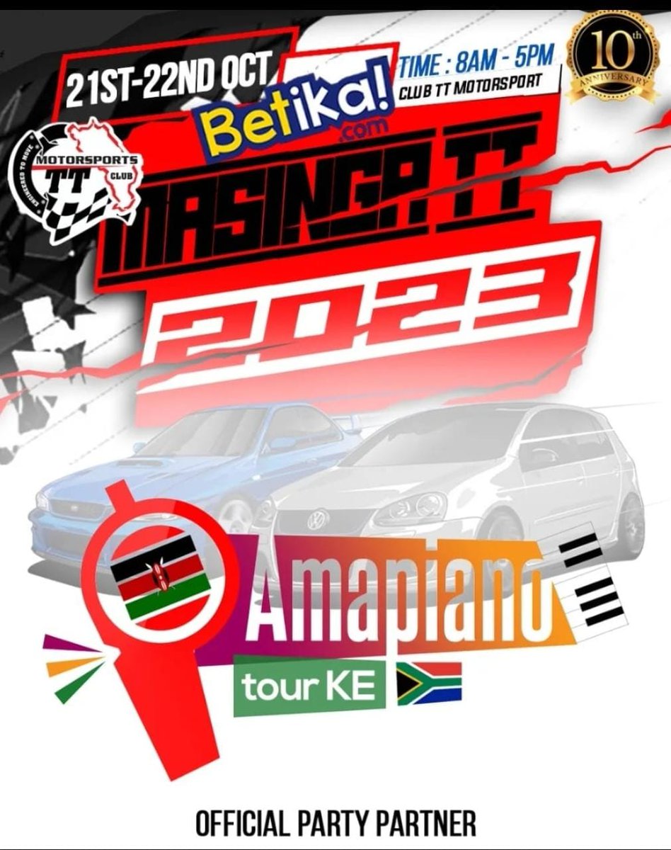 TardaKE's tweet photo. 1: All roads lead to #MasingaDamResort this weekend!🚗Get ready for an adrenaline-fueled weekend at #MasingaTT, the ultimate car event! 🏁 Experience the thrill of high-speed races and jaw-dropping stunts as drivers showcase their skills in drag racing, drifting, and gymkhana. https://t.co/eYm8IegHVg