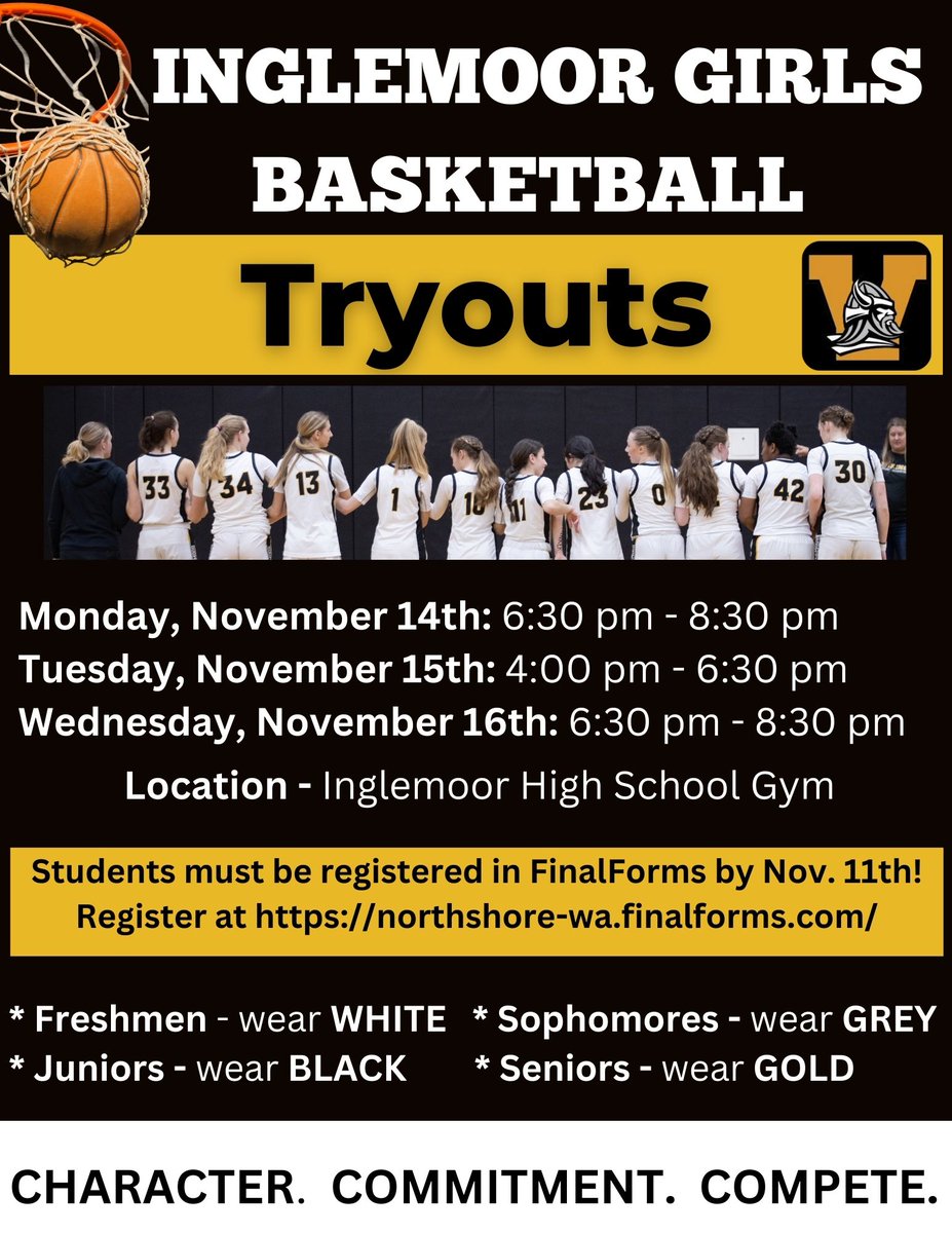 Basketball season is almost here. We are now less than 3 1/2 weeks from the start of the season! This is going to be fun one, so come be a part of it with us. Make sure you get registered in FinalForms and then get ready for tryouts!