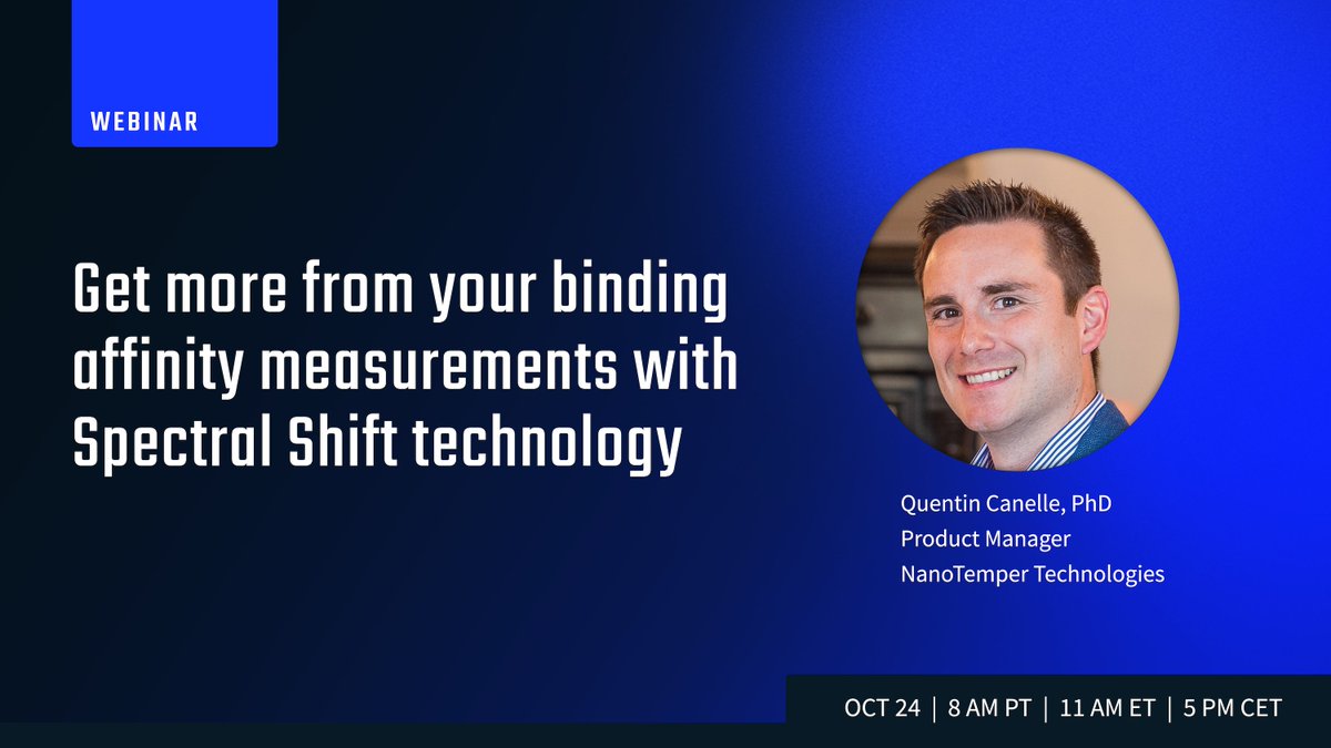 Join this webinar to learn how to measure binding affinities with low sample consumption and no immobilization requirements using Spectral Shift — the go-to technology for in-solution measurements in countless buffers.

Register now: ow.ly/r5Fi50PWh4T