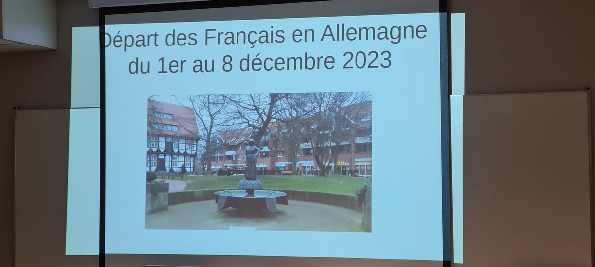 Réunion d'information🏫 Échange franco🇫🇷-allemand 🇩🇪. Danke aux organisateurs pour la préparation du séjour 🧳. Visite usine vw🏎 et marché de Noël 🎄 au programme