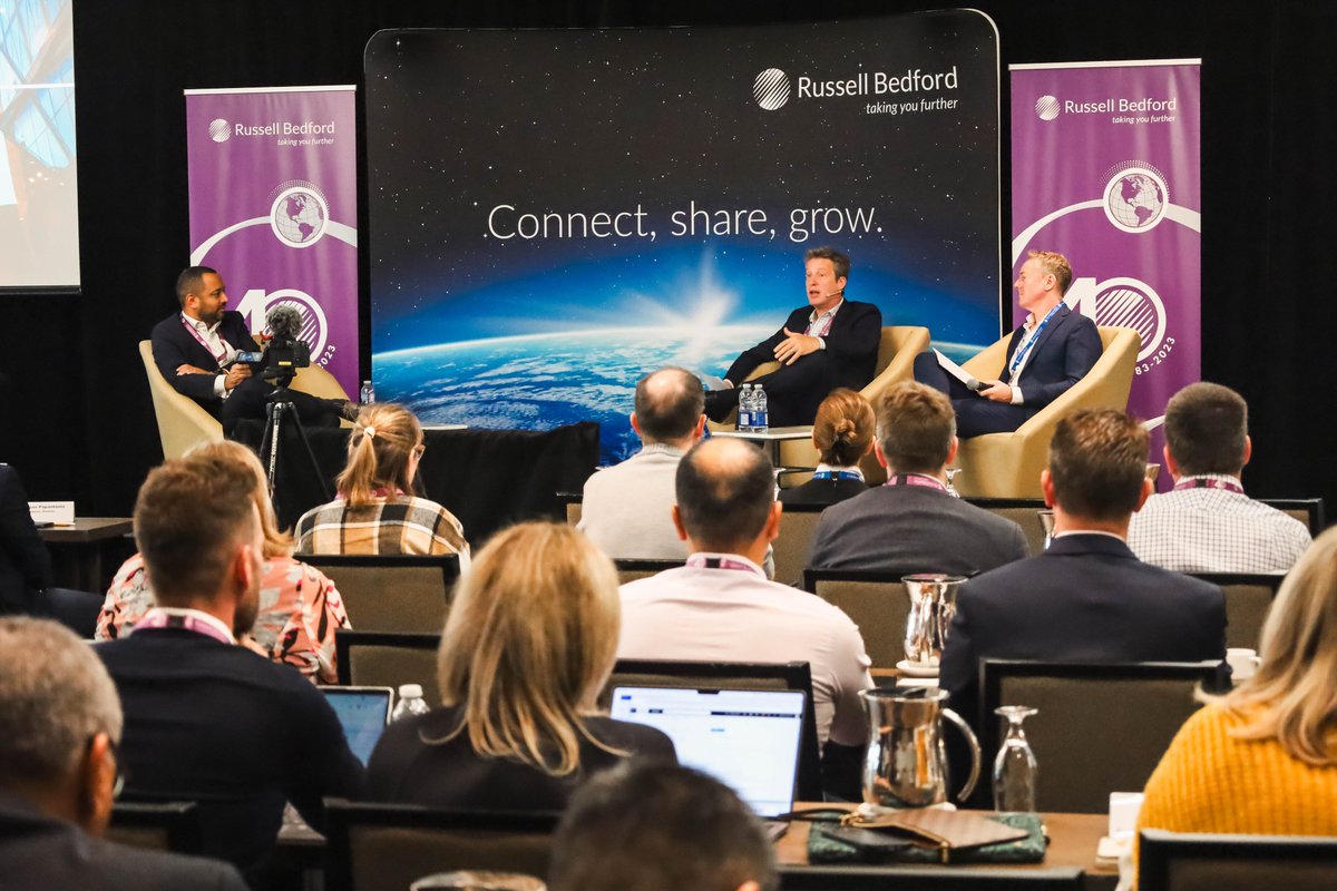 RussellBedford's tweet photo. Day 1 of the 40th Russell Bedford Annual Global Conference has opened! Stephen Hamlet welcomes delegates from around the globe before an executive session hosted by Emmanuel Dupeux, who leads an interview with Russell Bedford Chair and CEO! #rbimontreal23 #RBI40 #takingyoufurther https://t.co/NqoSrj8yKO