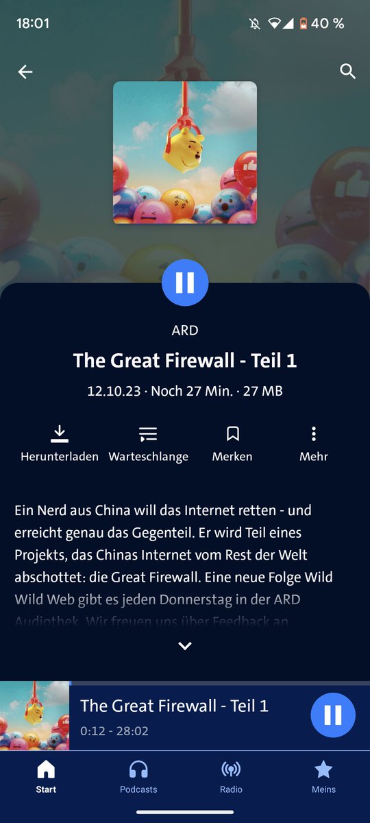 Kein Podcast hat mich in letzter Zeit so berührt wie die neuen Folgen Wild Wild Web von <a href="/utz_lea/">Lea Utz</a> <a href="/janne__hathaway/">Janne Knödler</a> und <a href="/DerHoermeyer/">André Dér-Hörmeyer</a>.
Ngl, habe legit geheult bei der Geschichte von einem, der erst die Great Firewall gebaut hat und dann doch frei denken wollte. Reinhören, sofort!