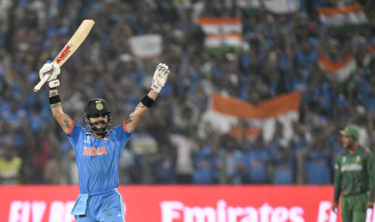 India’s pursuit of happiness continued unhindered in #CWC23 as a 4th successful chase, this time against Bangladesh, ushered in a seven-wicket victory at MCA International Stadium in Pune

✍️ <a href="/kcvblr/">KC Vijaya Kumar</a> 

Report: bit.ly/48XHMHb
📸 - <a href="/krdeepu18/">K R Deepak</a> /The Hindu
#INDvsBAN