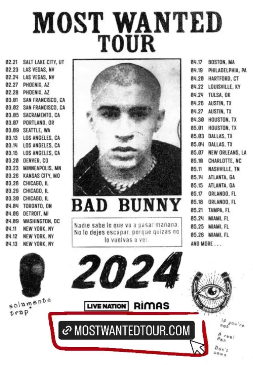 itscarlosivan's tweet photo. “Solamente Trap, si no eres un fan real, no vayas” - Promoción del Tour de Bad Bunny https://t.co/extzTWUQJc