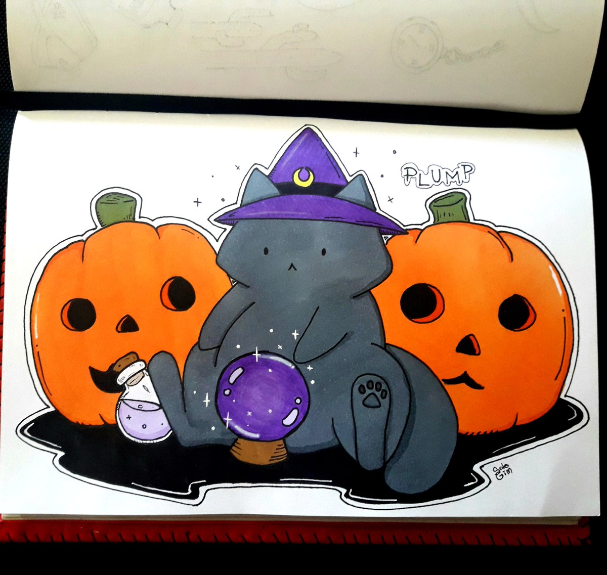Inktober Day 19: Plump 

#inktoberday19 #inktober2023 #inktober2023plump #witch #cat