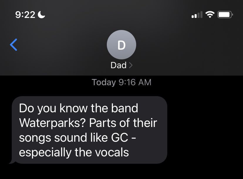 Anyway, I called my dad at 9:17 to tell him who manages <a href="/waterparks/">WATERPARKS</a>