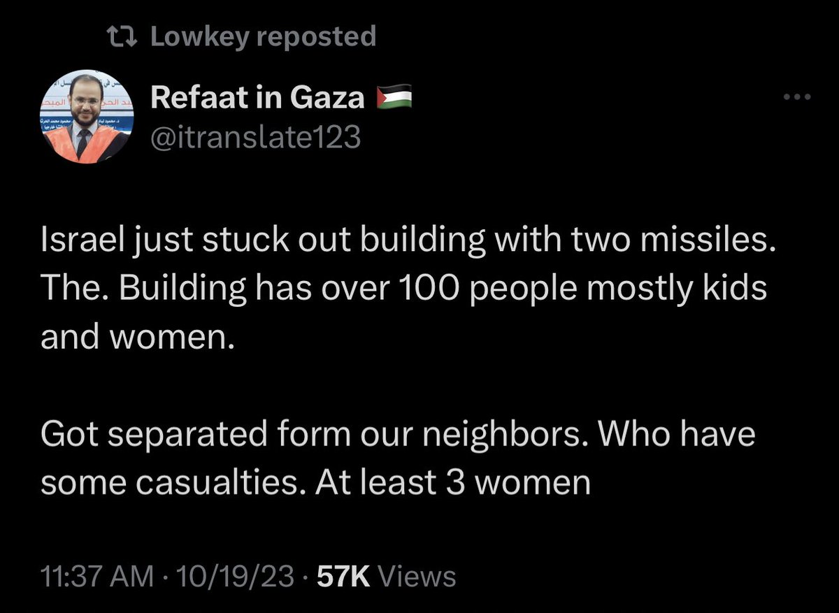 jacksonhinkle's tweet photo. 🇮🇱 Israel just BOMBED a residential building with over 100 civilians in it.

Journalist @itranslate123 was in the building and reports at least 3 dead women.

🇮🇱 Israel is a TERRORIST state. https://t.co/dvPEE13B5R