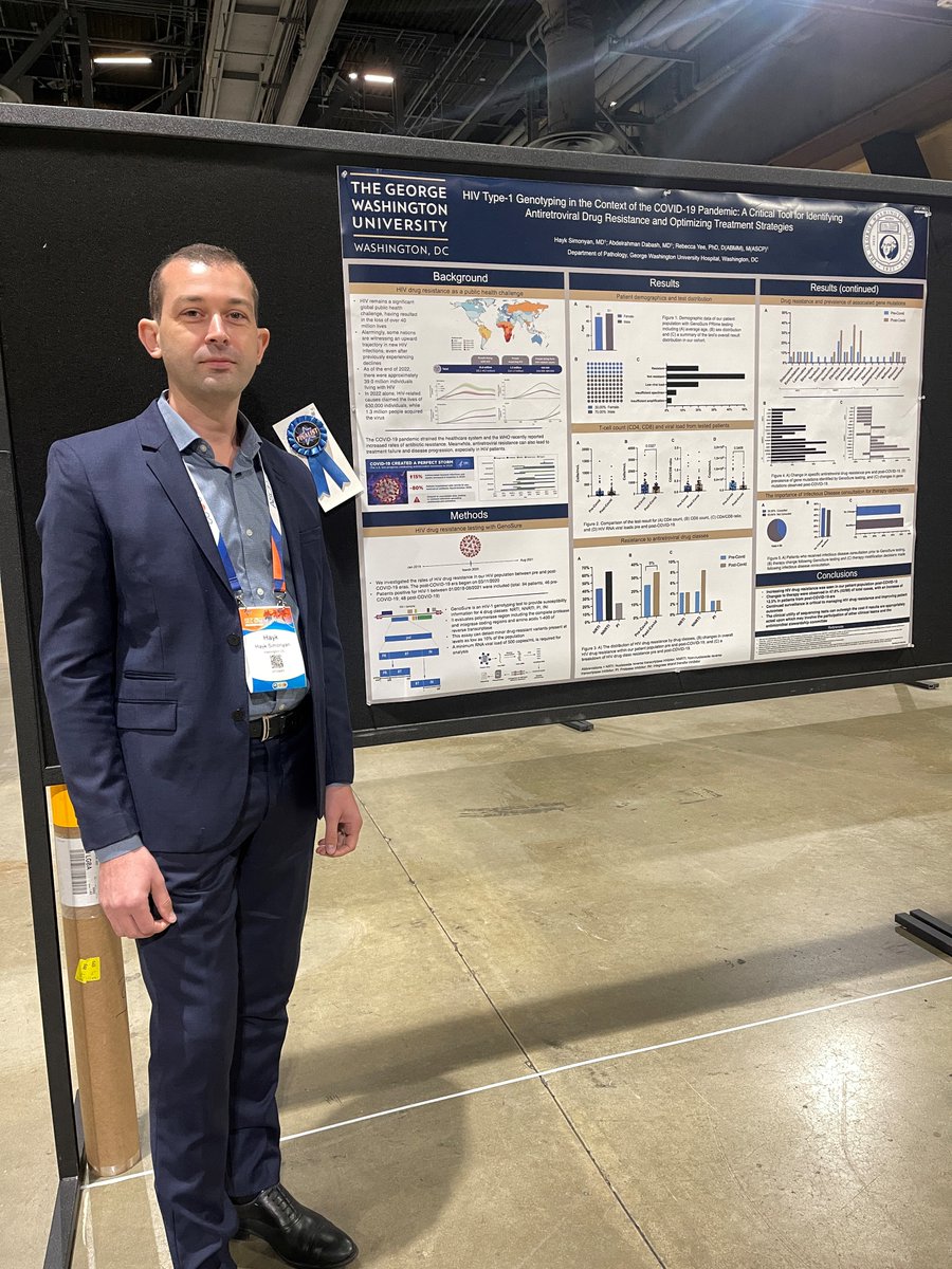 GWPathology's tweet photo. @GWPathology is proud to have two PGY2s Drs. @MaryamMpd @haikSim represent us at #ASCP2023. Wishing Dr. Simonyan the best of luck as a Blue Ribbon Finalist! https://t.co/xDIYThqbZE