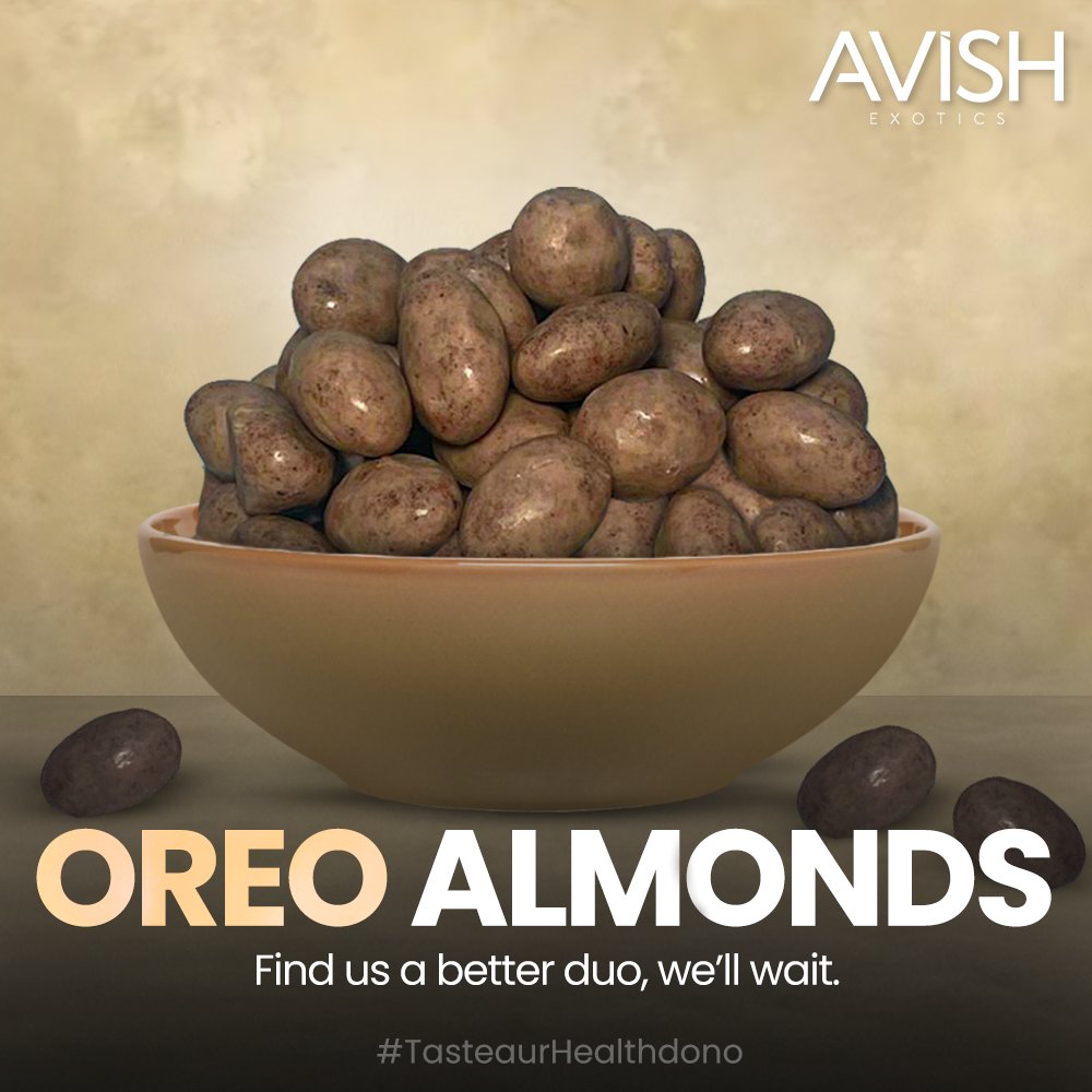 avishexotics's tweet photo. If you're a true snack connoisseur like us, you know that some combinations are just destined to be legendary. Enter Oreo Almonds, a match made in snacking heaven.

Order yours today!
📞 Whatsapp us at +91 9953922939

#oreoalmonds #flavouredalmonds #chocolatealmonds #dryfruits https://t.co/lJvSrLgO2J