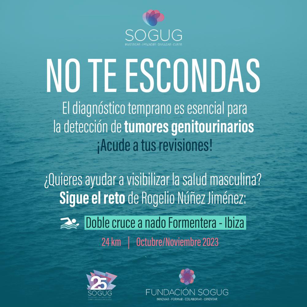 Ayuda a visibilizar la salud masculina #noteescondas sigue el reto de Roge Núñez en @sogug doble cruce a nado 🏊‍♀️ Formentera-Ibiza
